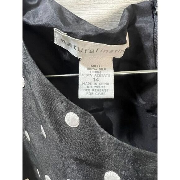 Womens Tiny White and Black Polka Dots‎ A-Line Dress Size 14 - Picture 3 of 4